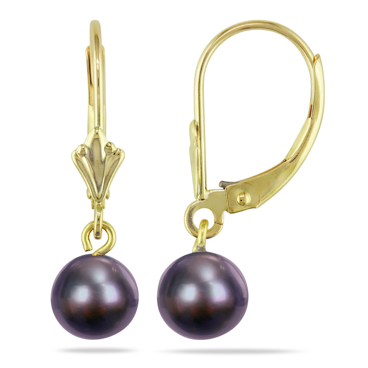 Boucles D'oreilles Tombantes à Perles Noires #62