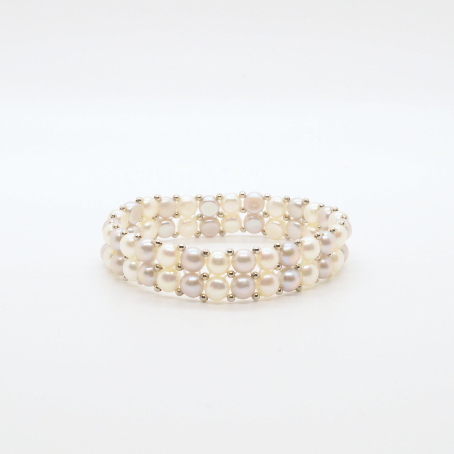 Bracelet De Perles Blanc & Gris