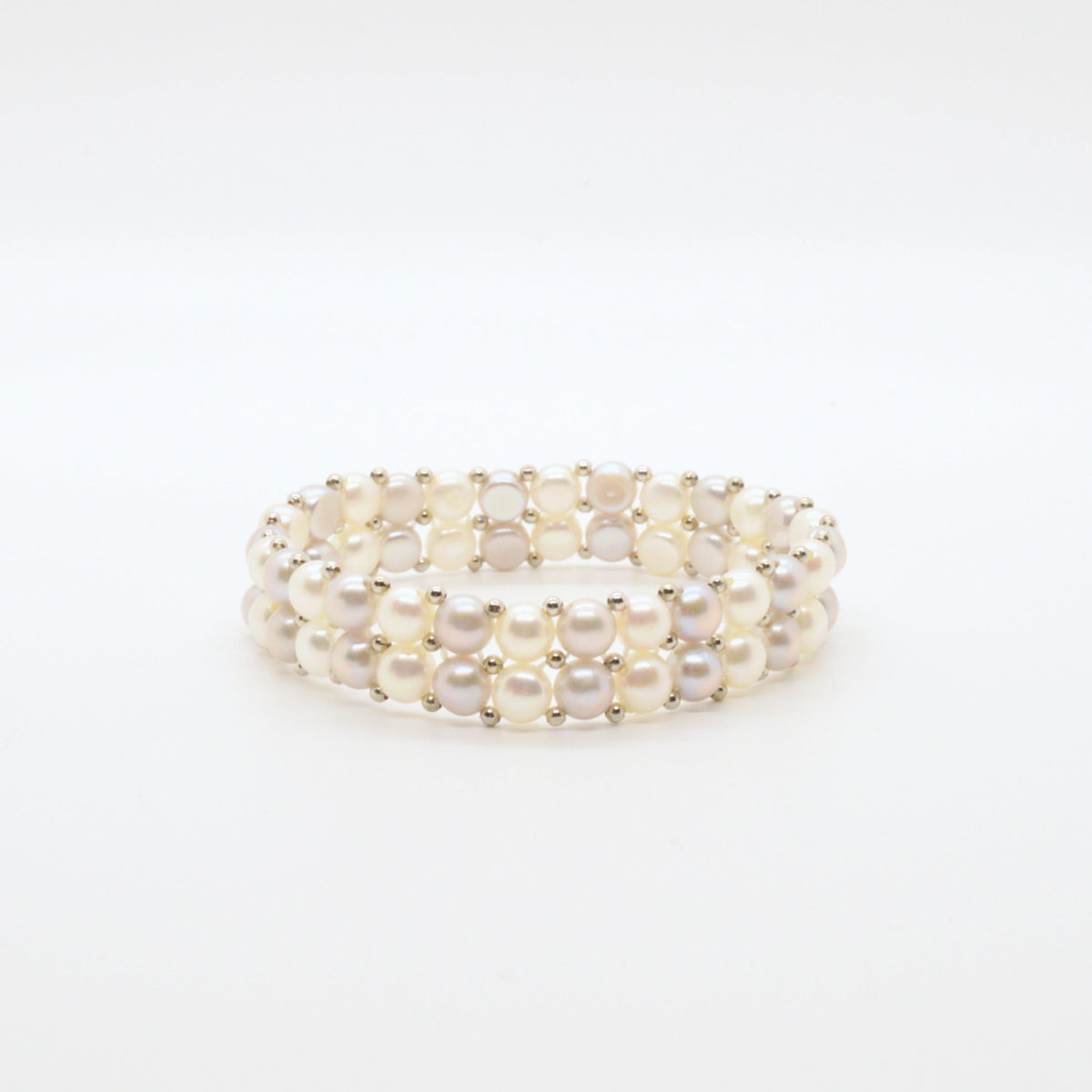 Bracelet De Perles Blanc & Gris