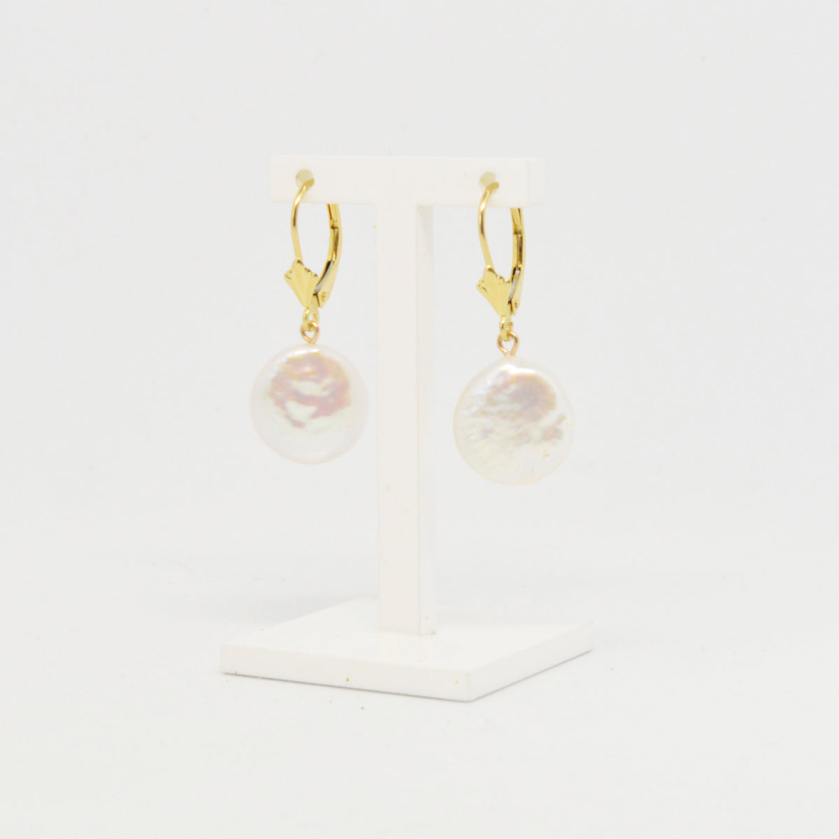 Boucles D'oreilles Tombantes à Perles Plates #33