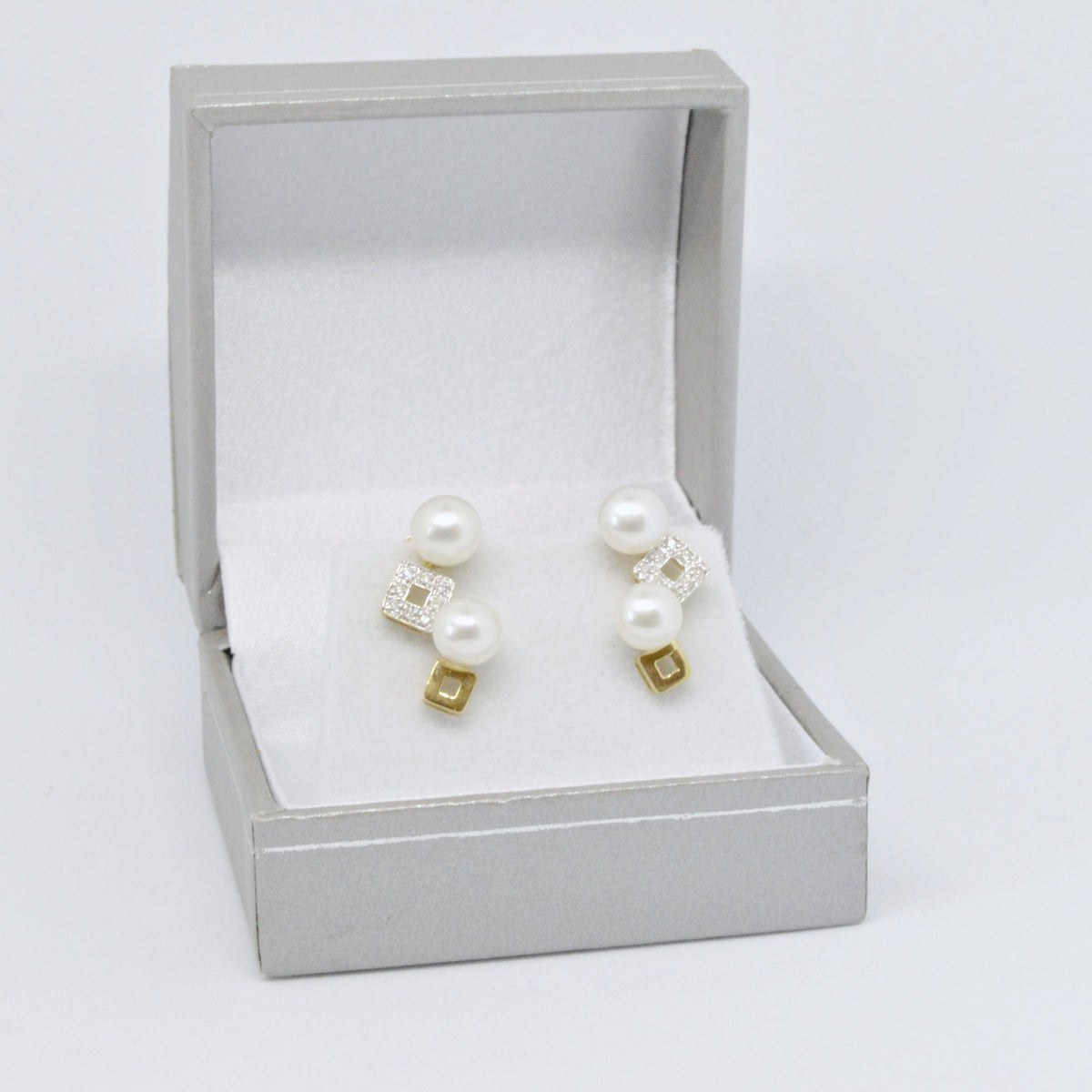 Boucles D'oreilles Carré à Perles #23