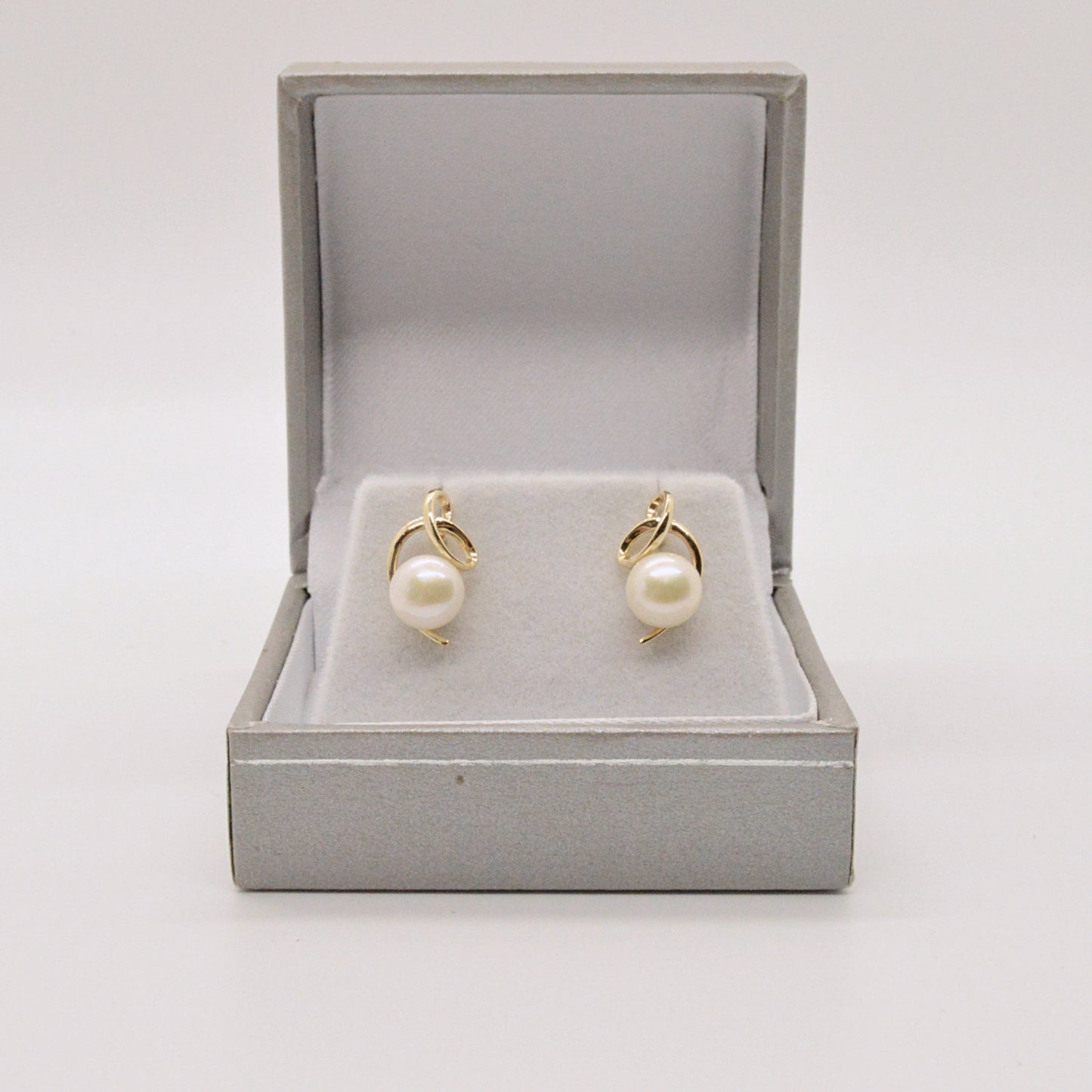 Boucles D'oreilles Ruban Doré & Perle #20