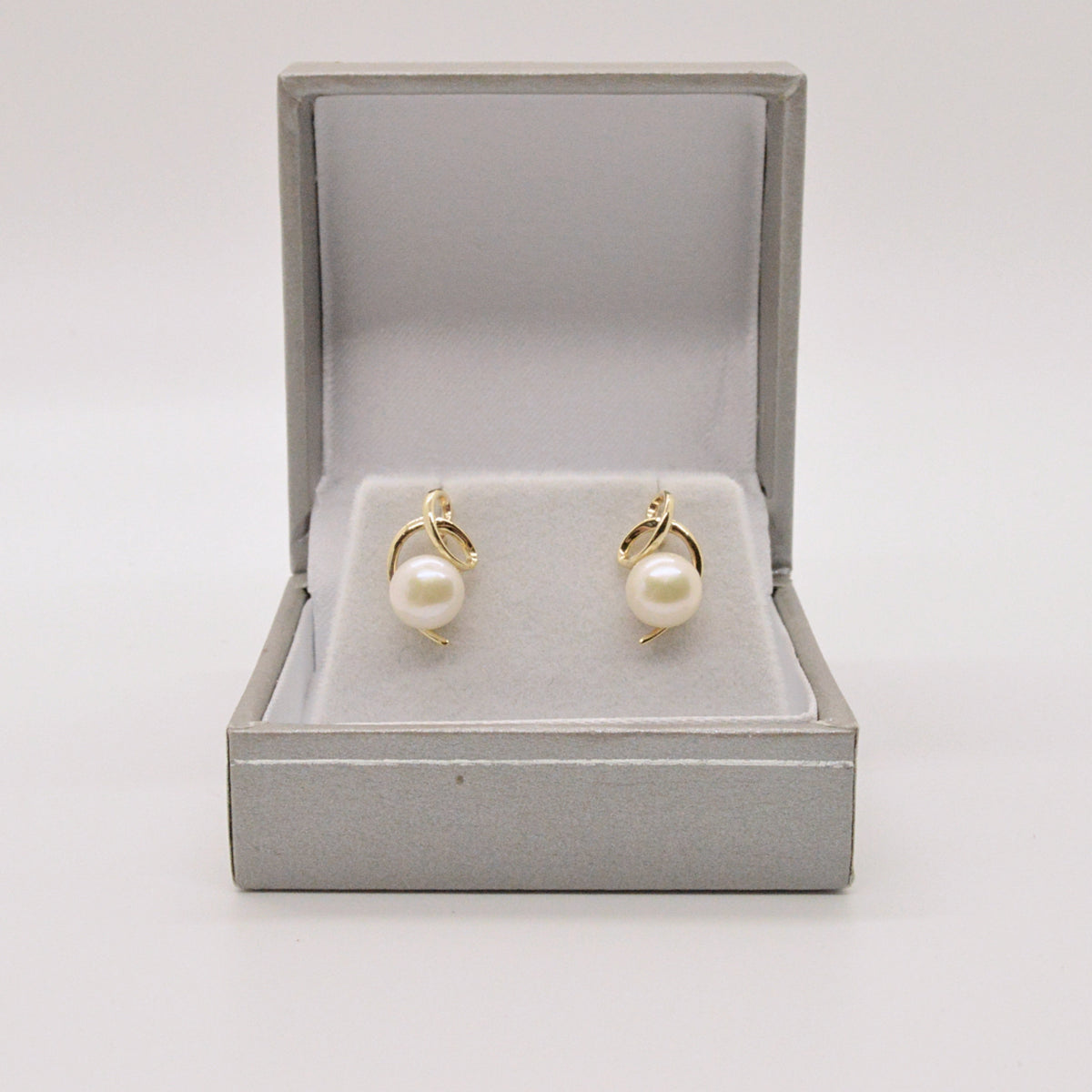 Boucles D'oreilles Ruban Doré & Perle #20