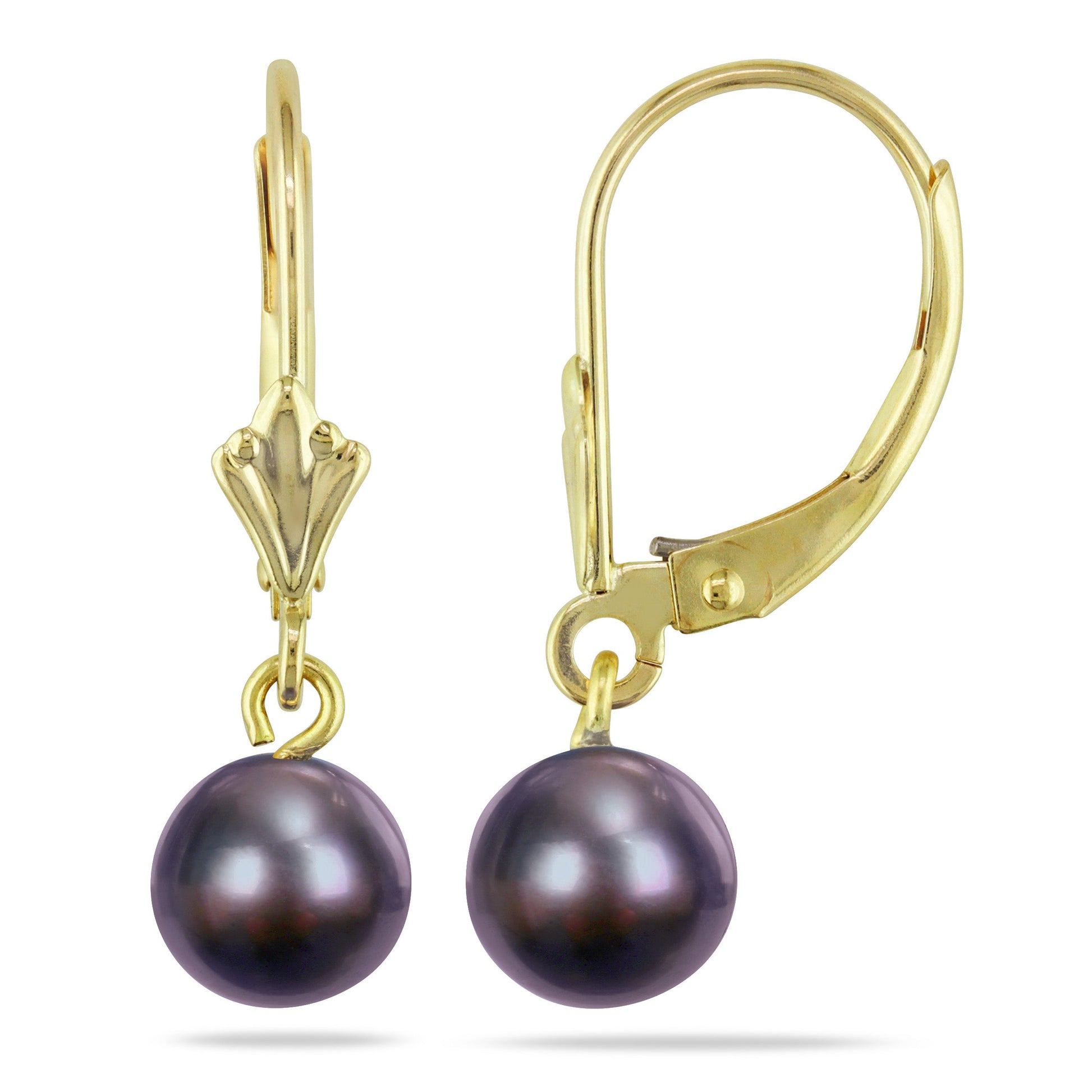  Boucles D'oreilles Tombantes à Perles Noires #62