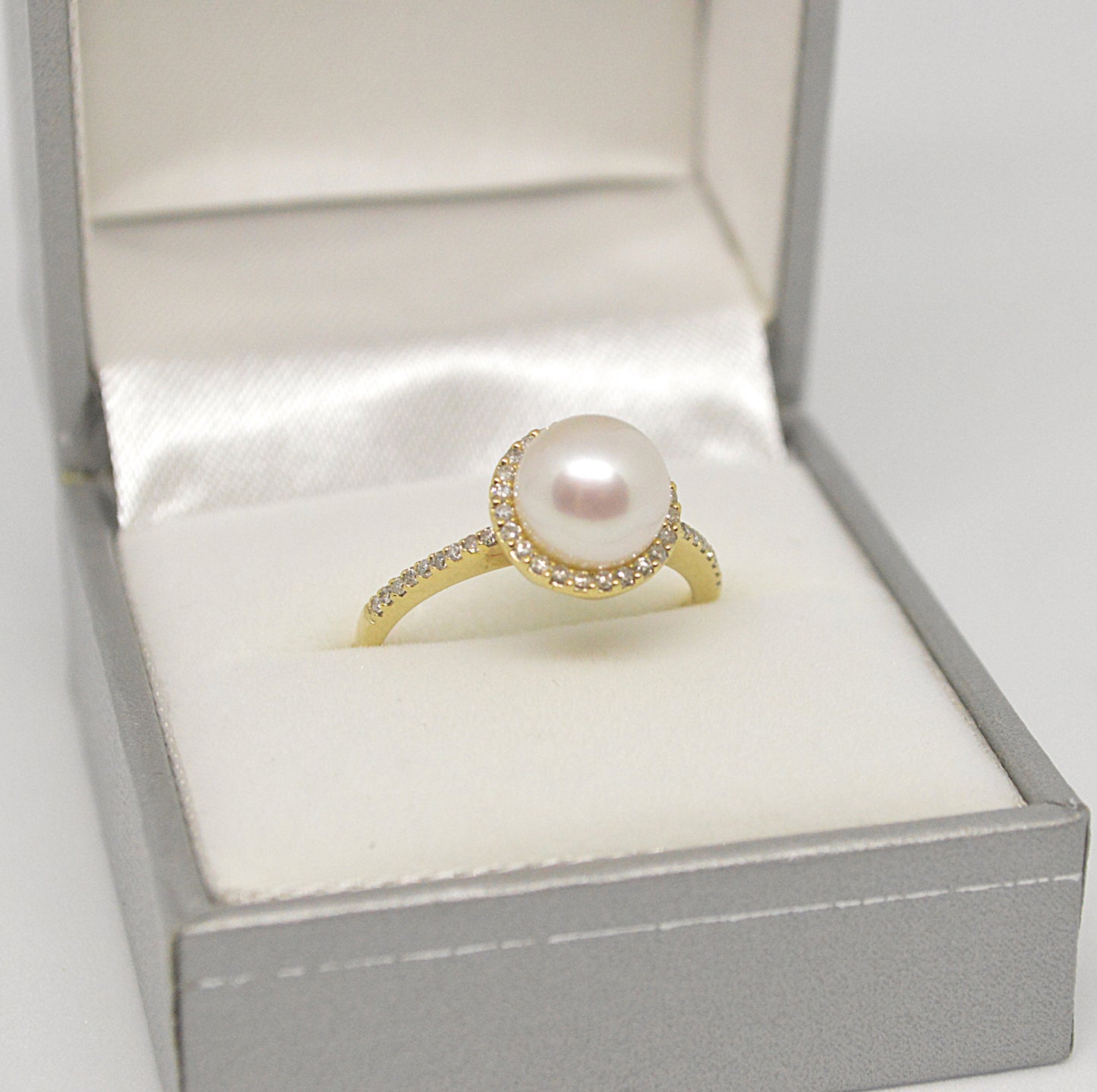  Bague Halo à Perle Et Diamants RP07