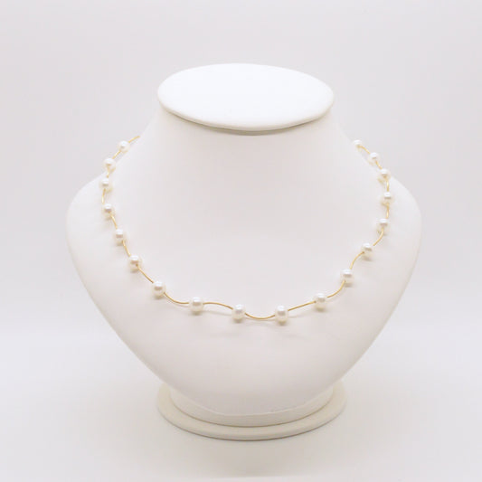  Collier à Perles Avec Accent D'or
