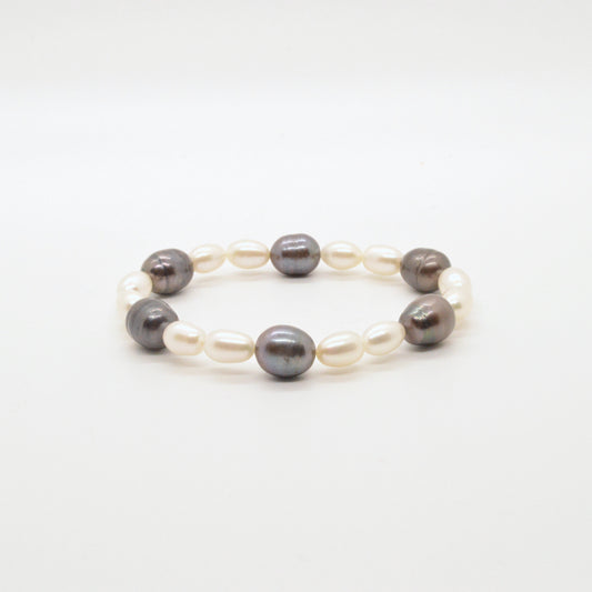  Bracelet De Perles Noir & Blanc