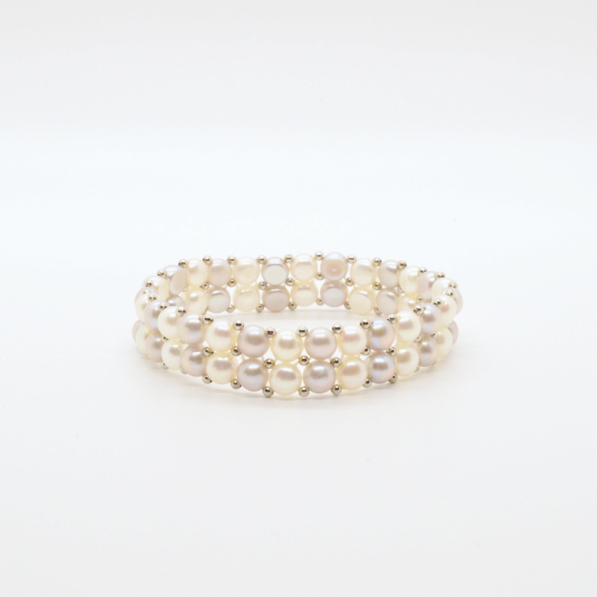  Bracelet De Perles Blanc & Gris