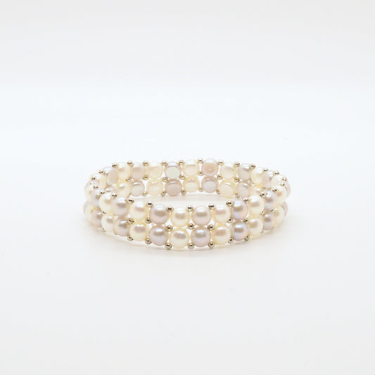  Bracelet De Perles Blanc & Gris