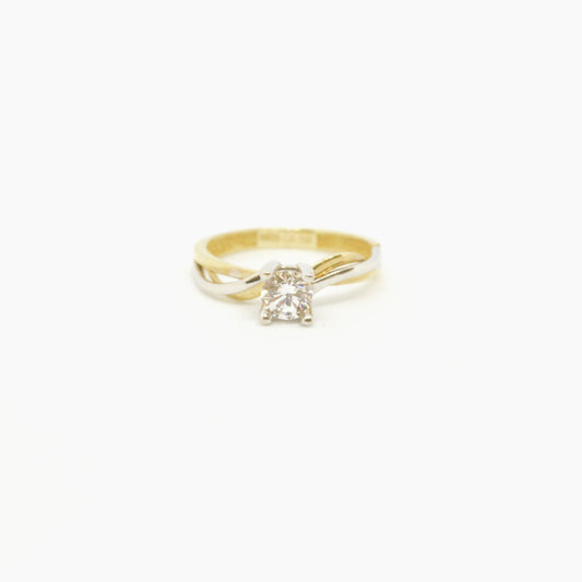  Bague Solitaire Deux Tons R084