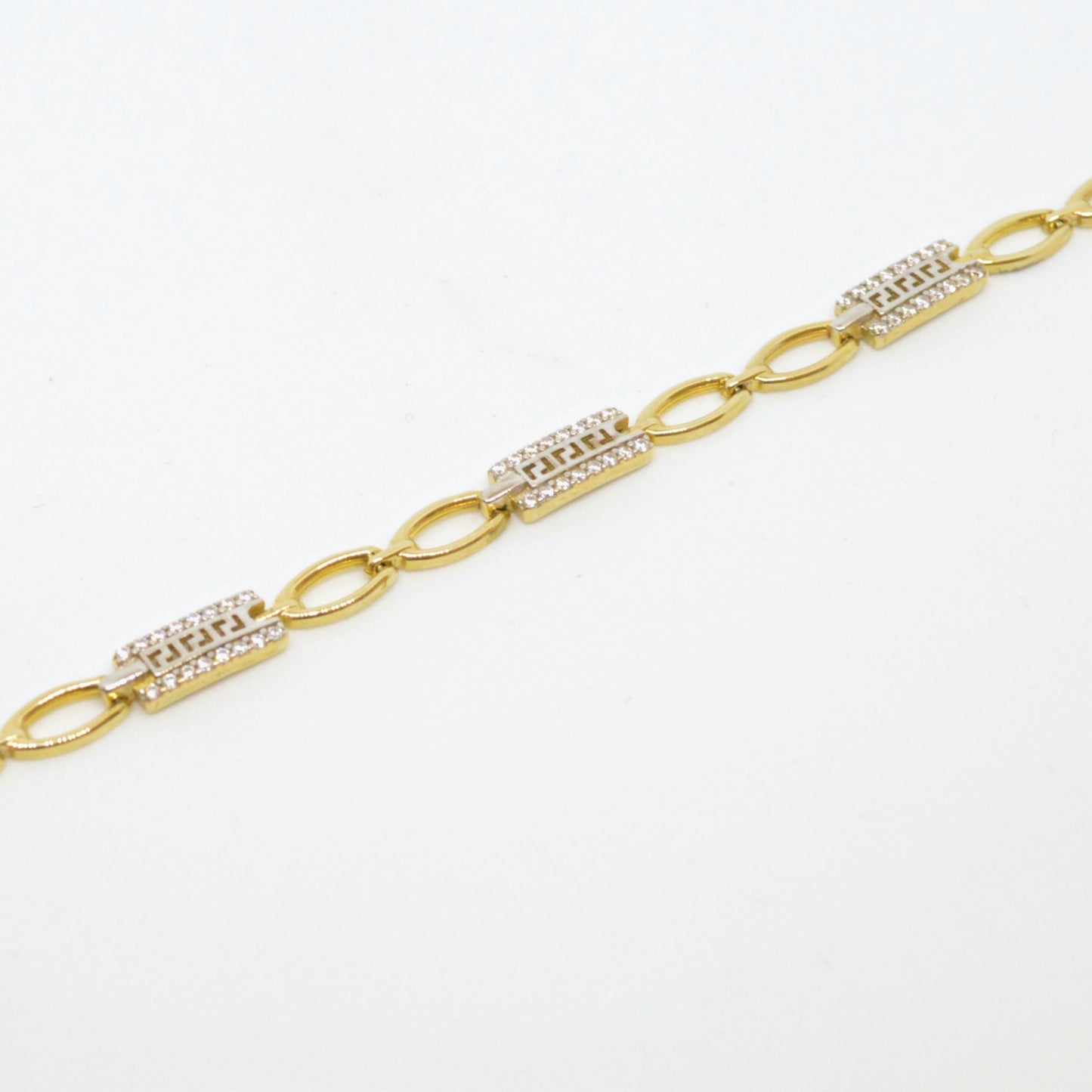  Bracelet Motif Grec Serti De Pierre BR017