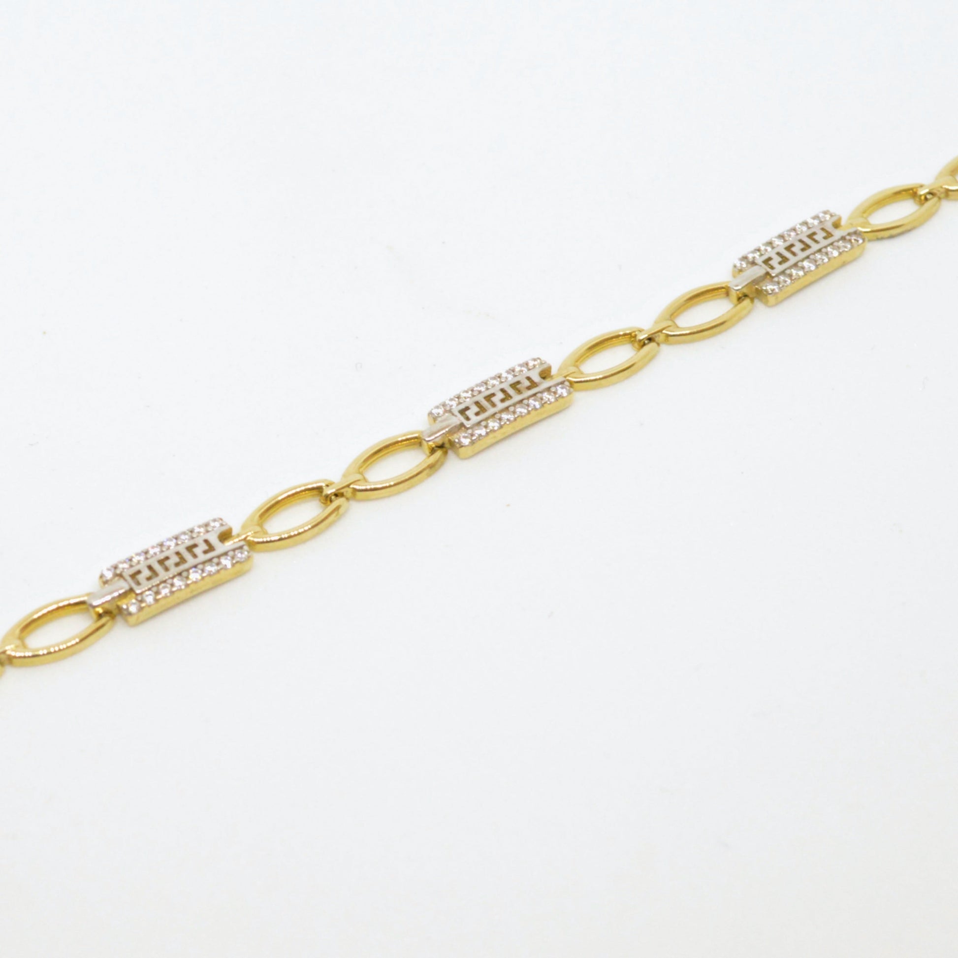  Bracelet Motif Grec Serti De Pierre BR017