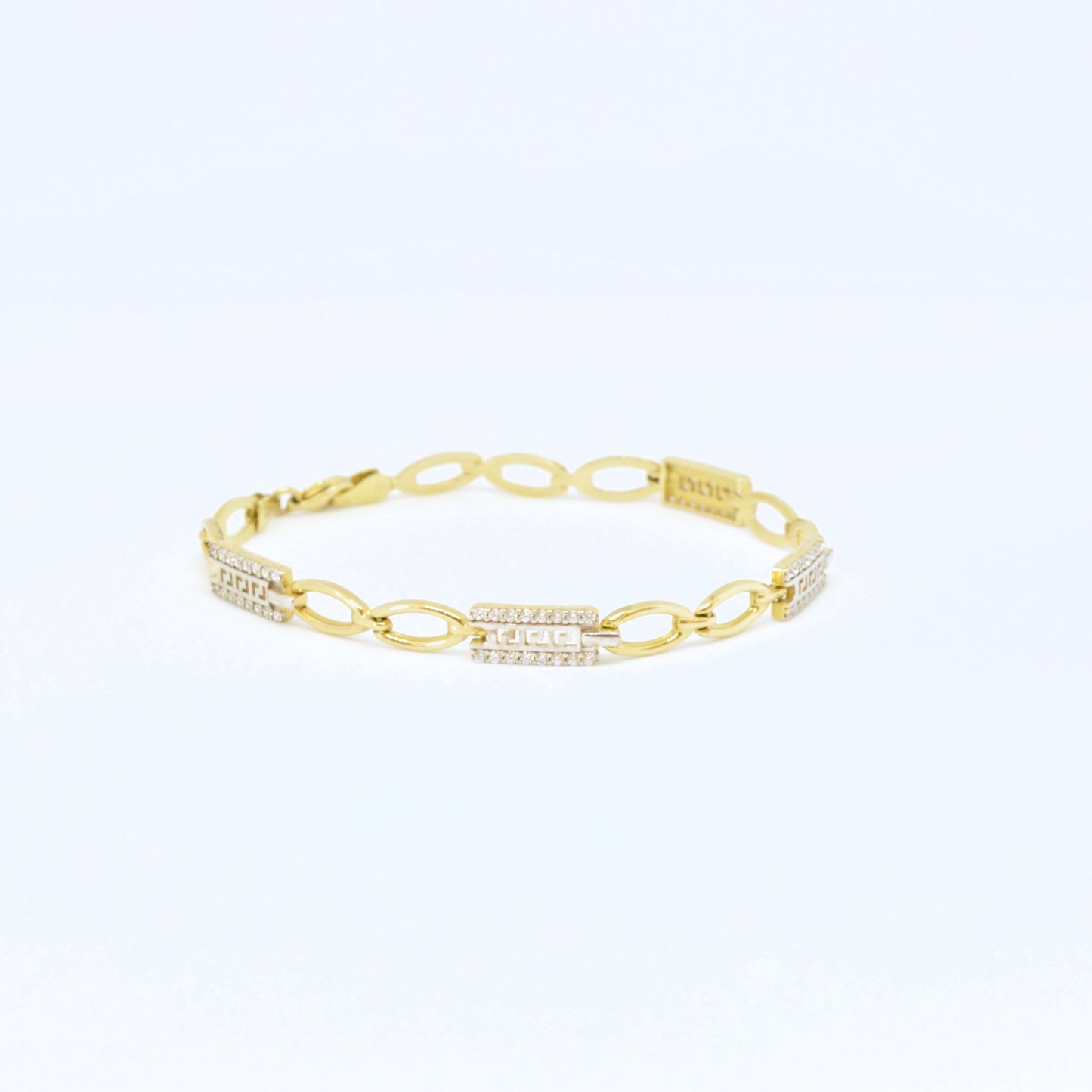  Bracelet Motif Grec Serti De Pierre BR017