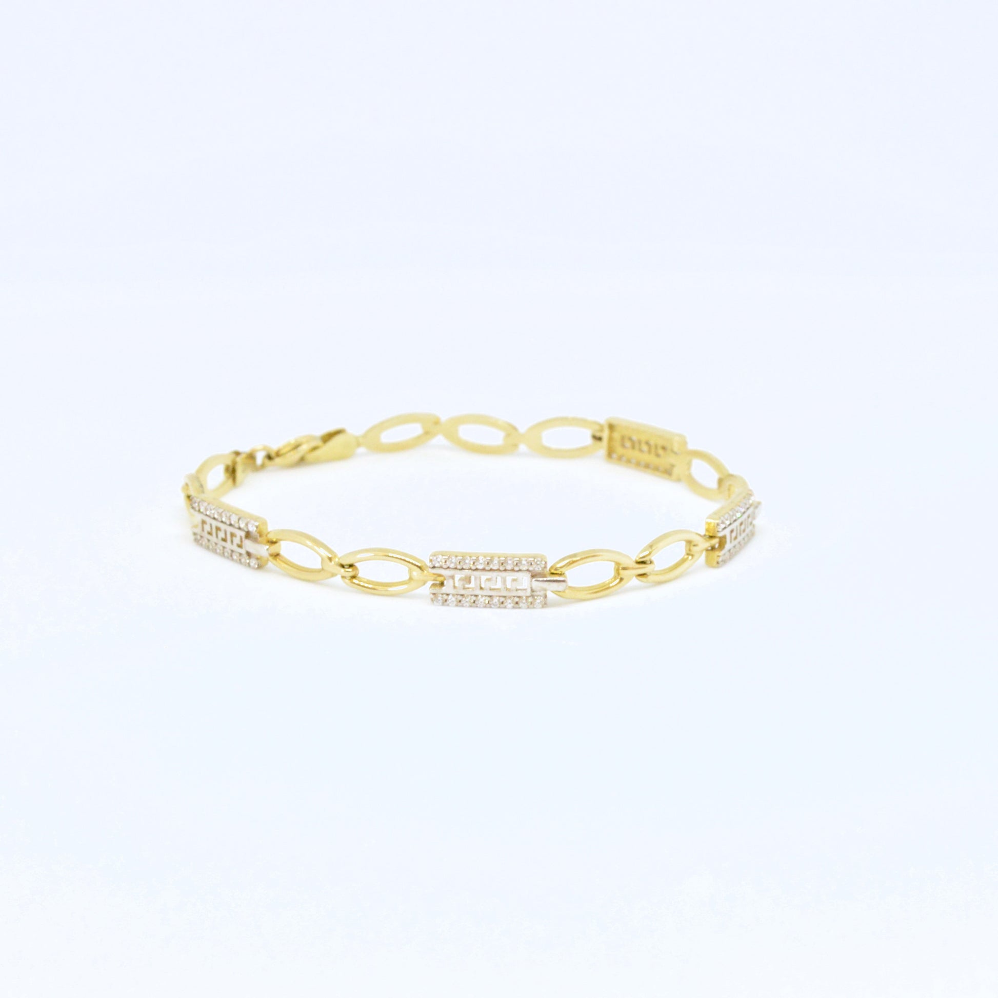  Bracelet Motif Grec Serti De Pierre BR017