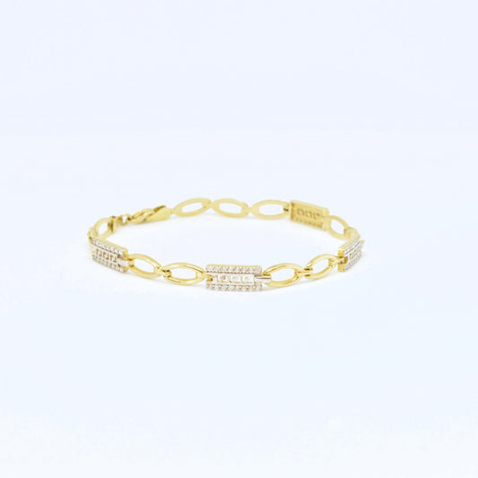  Bracelet Motif Grec Serti De Pierre BR017
