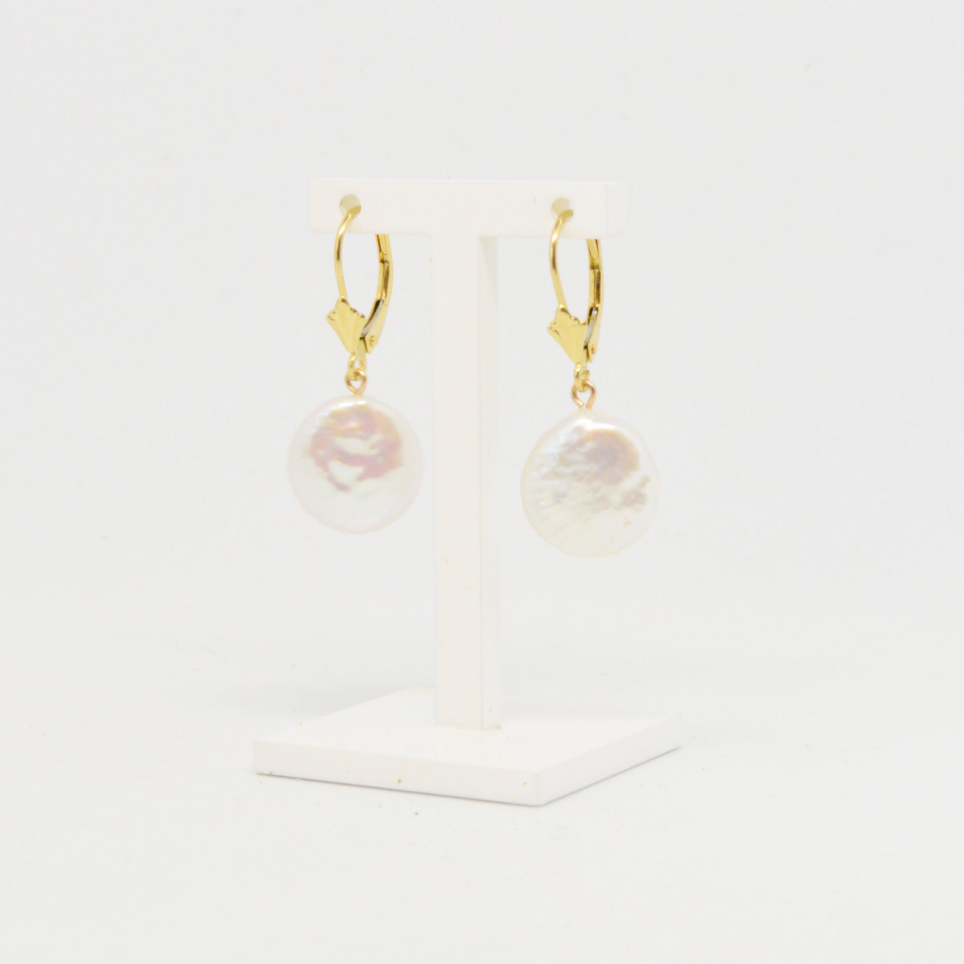  Boucles D'oreilles Tombantes à Perles Plates #33