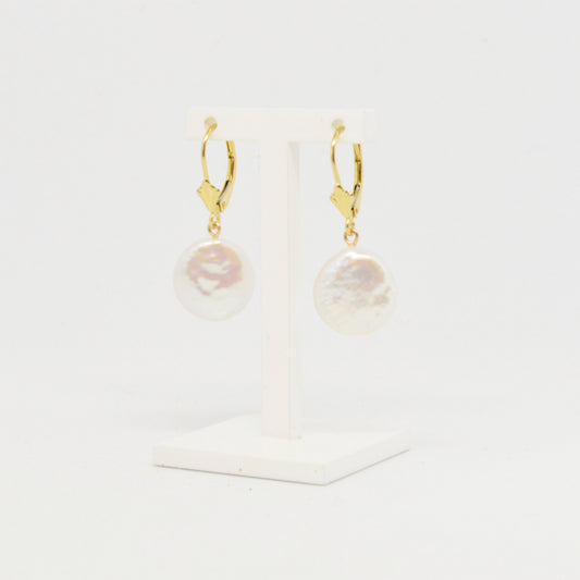  Boucles D'oreilles Tombantes à Perles Plates #33