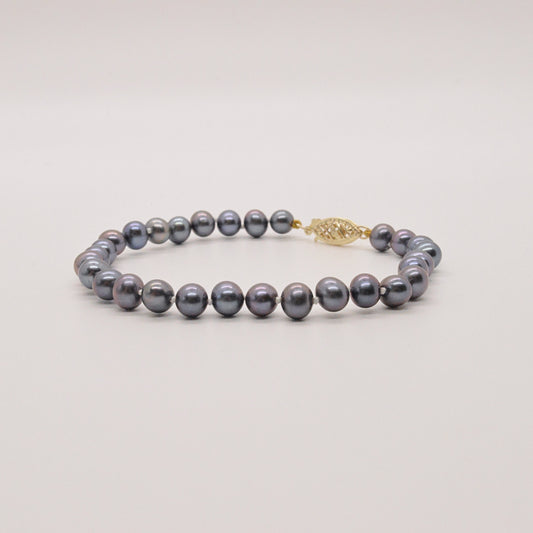  Bracelet De Perles Noires BWK156B