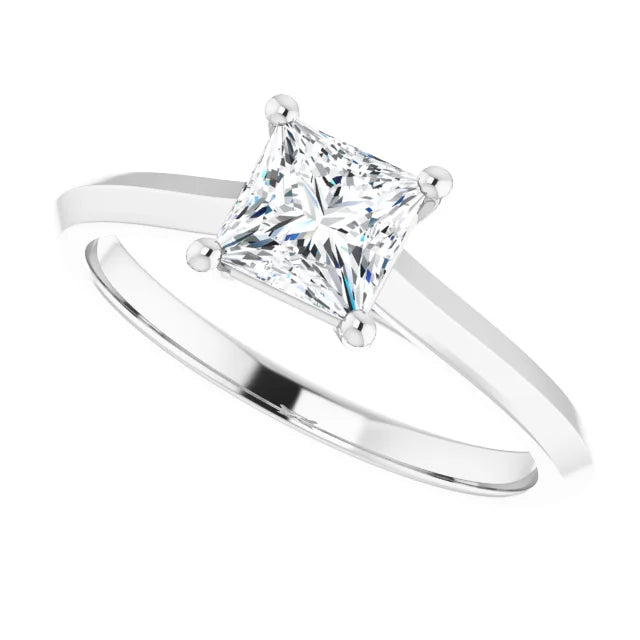  Bague Solitaire Taille Princess .90 Carat