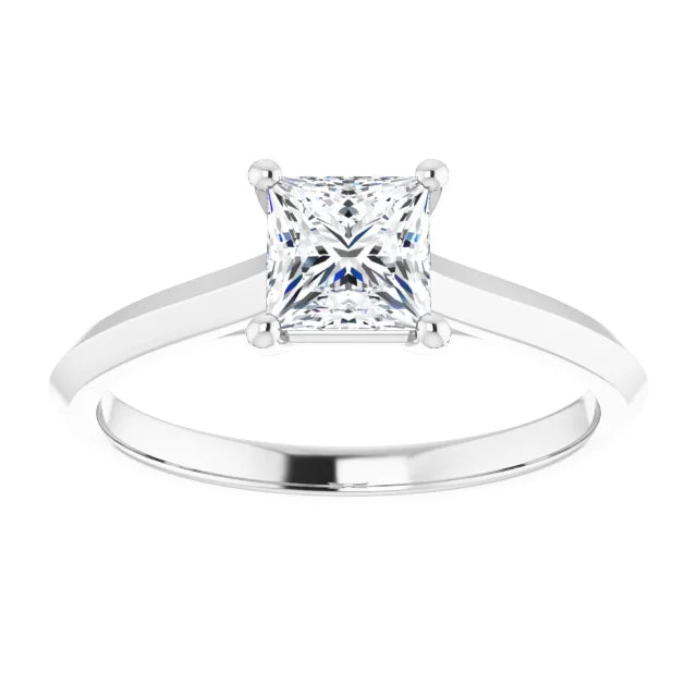  Bague Solitaire Taille Princess .90 Carat