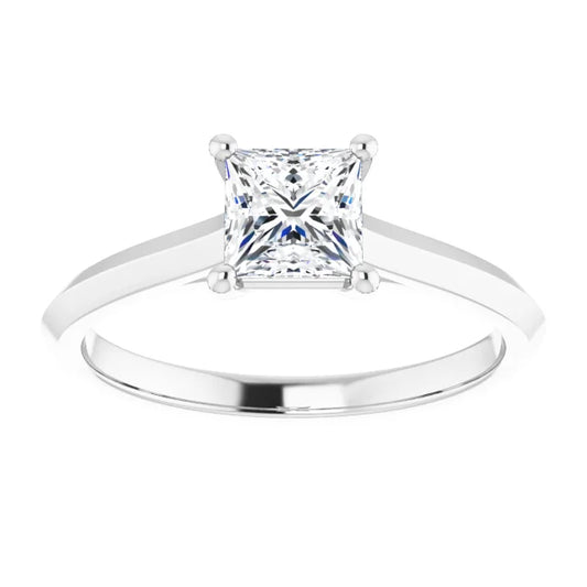  Bague Solitaire Taille Princess .90 Carat
