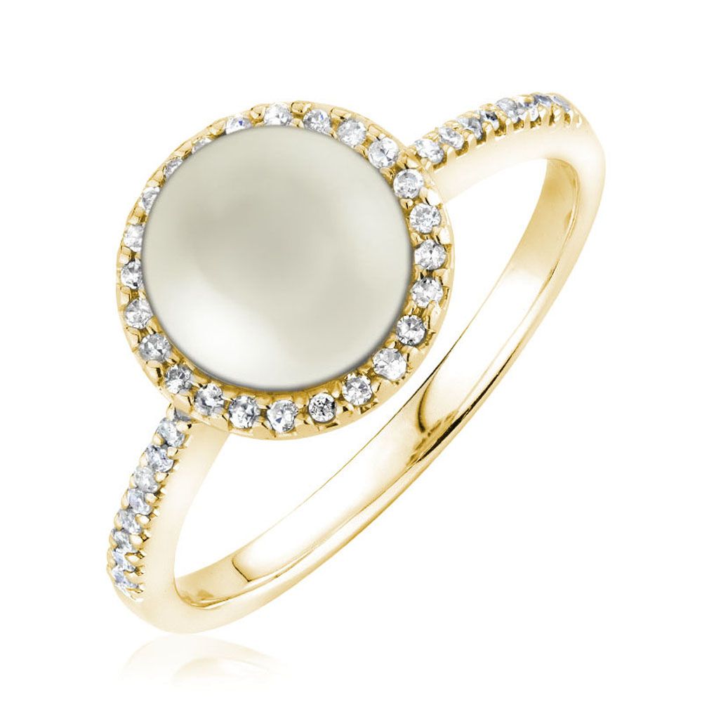  Bague Halo à Perle Et Diamants RP07