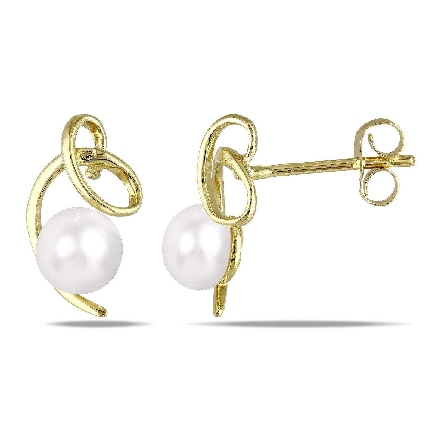  Boucles D'oreilles Ruban Doré & Perle #20